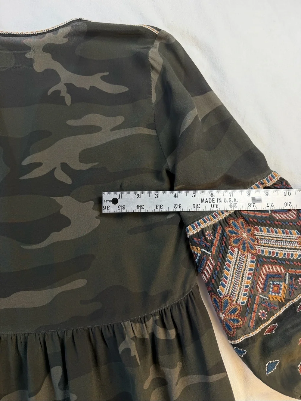 Johnny Was Workshop Camo Embroidered Peasant Boho Tunic Dress Small - Picture 9 of 10